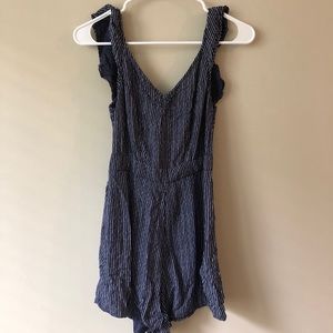 American Eagle blue and white striped romper